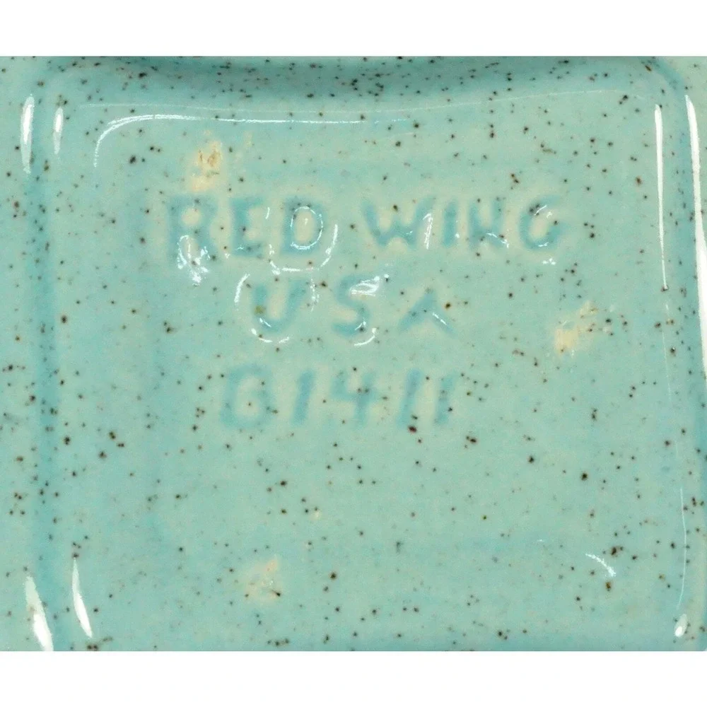 Red‎ Wing Candle Holder B1411 Turquoise Speckled MCM Freeform Excellent